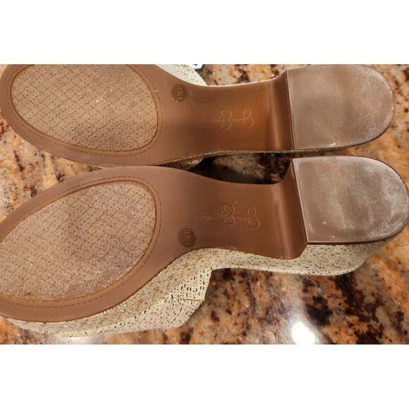 Jessica Simpson Women's Elenoa Gold Platform Slide Sandal Heel, 9.5, New - Picture 8 of 9